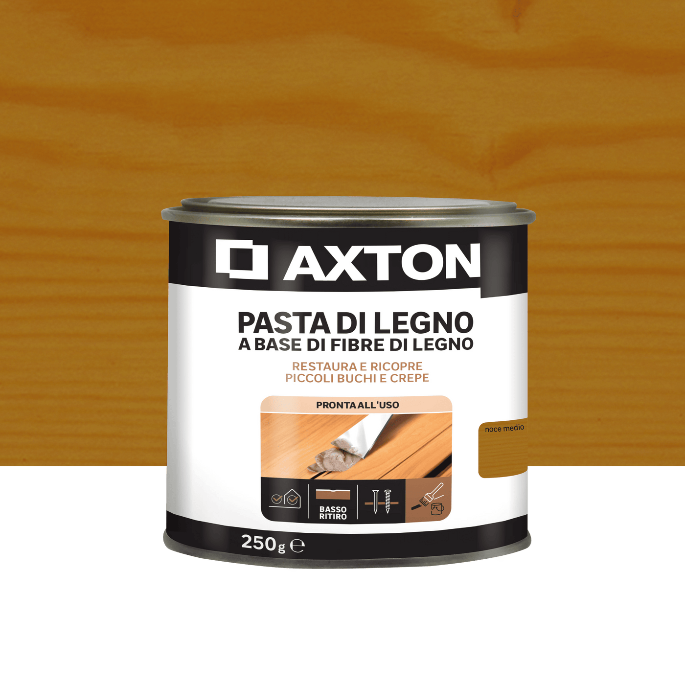 Axton wood filler paste, medium walnut, 250g
