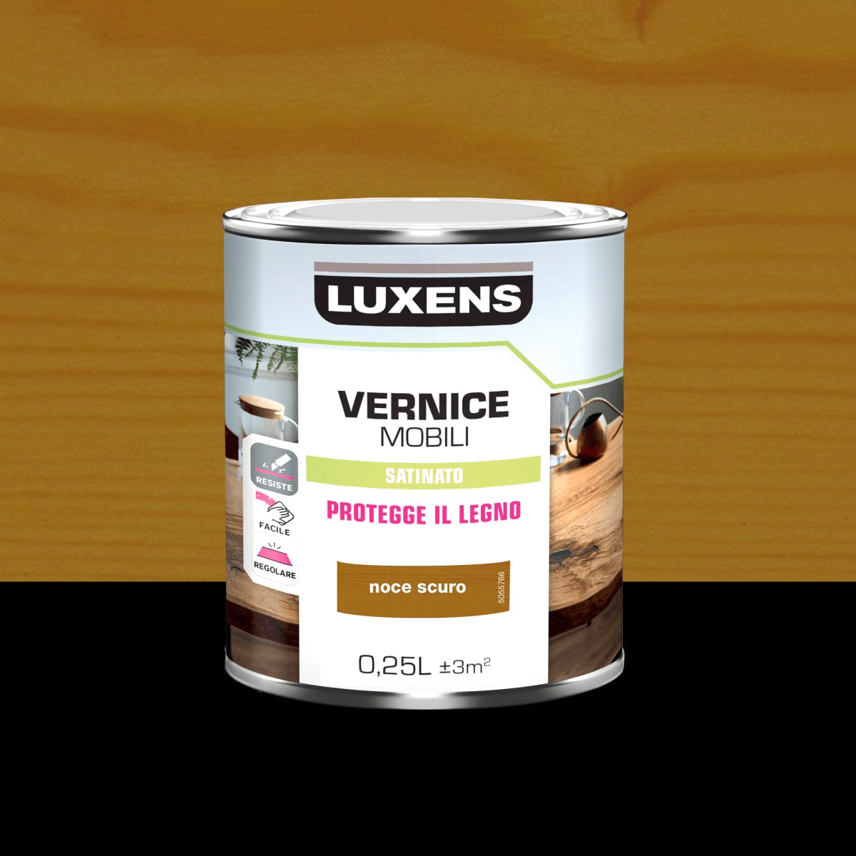 Bricocenter WOOD VARNISH DARK WALNUT SATIN 0.25 L LUXENS