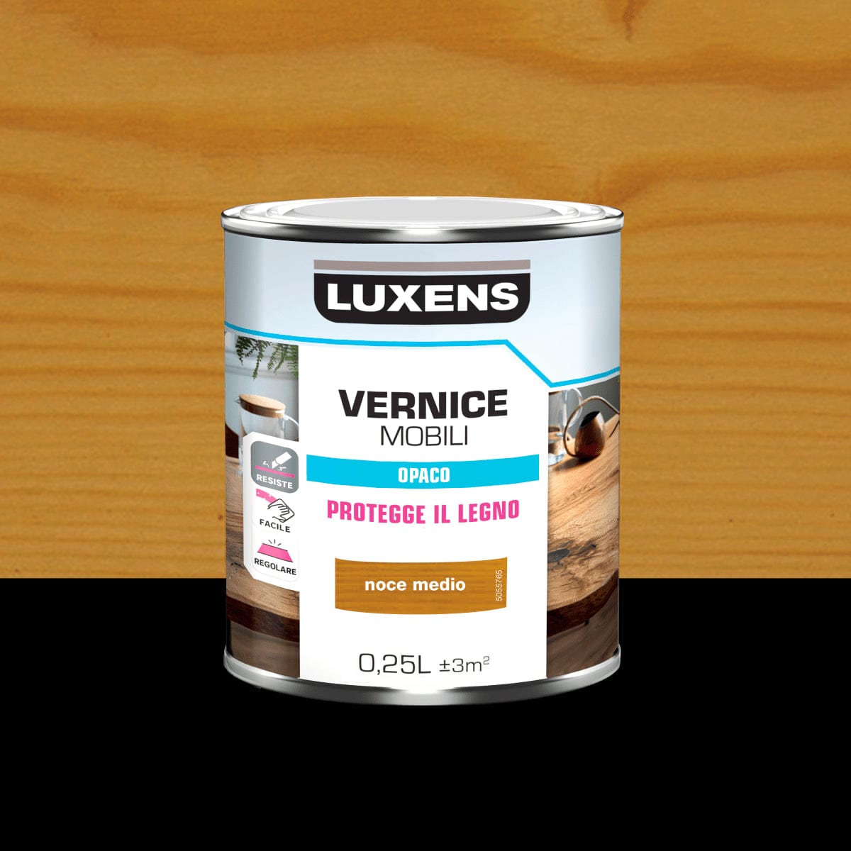 Bricocenter MATT MEDIUM WALNUT WOOD VARNISH 0.25 L LUXENS