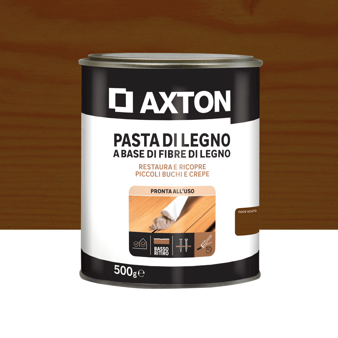 Axton wood filler paste, dark walnut, 500g