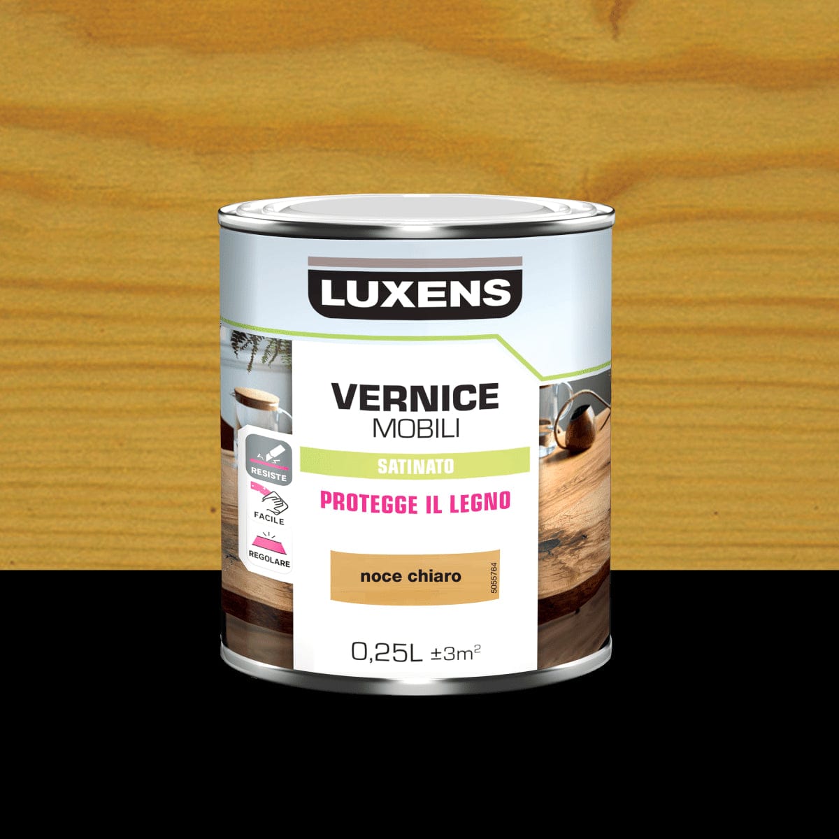 WOOD VARNISH LIGHT WALNUT SATIN 0.25 L LUXENS