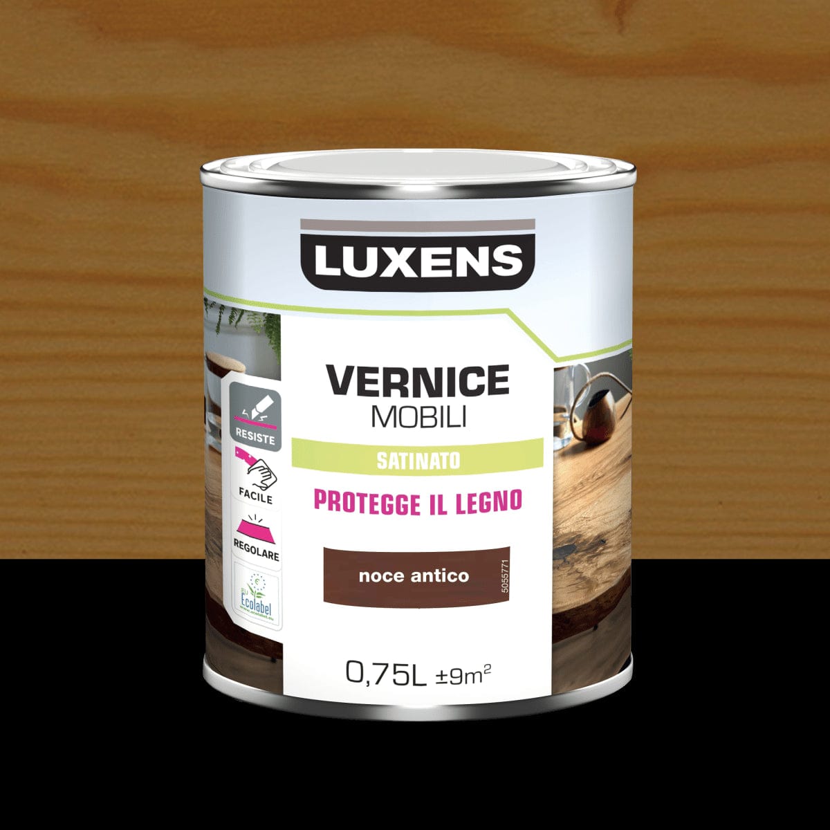 SATIN ANTIQUE WALNUT WOOD VARNISH 0.75 L LUXENS