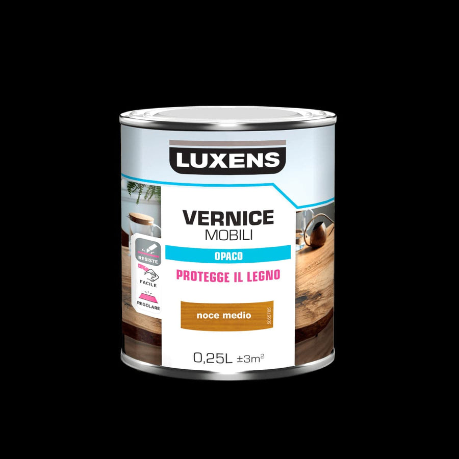 Bricocenter MATT MEDIUM WALNUT WOOD VARNISH 0.25 L LUXENS
