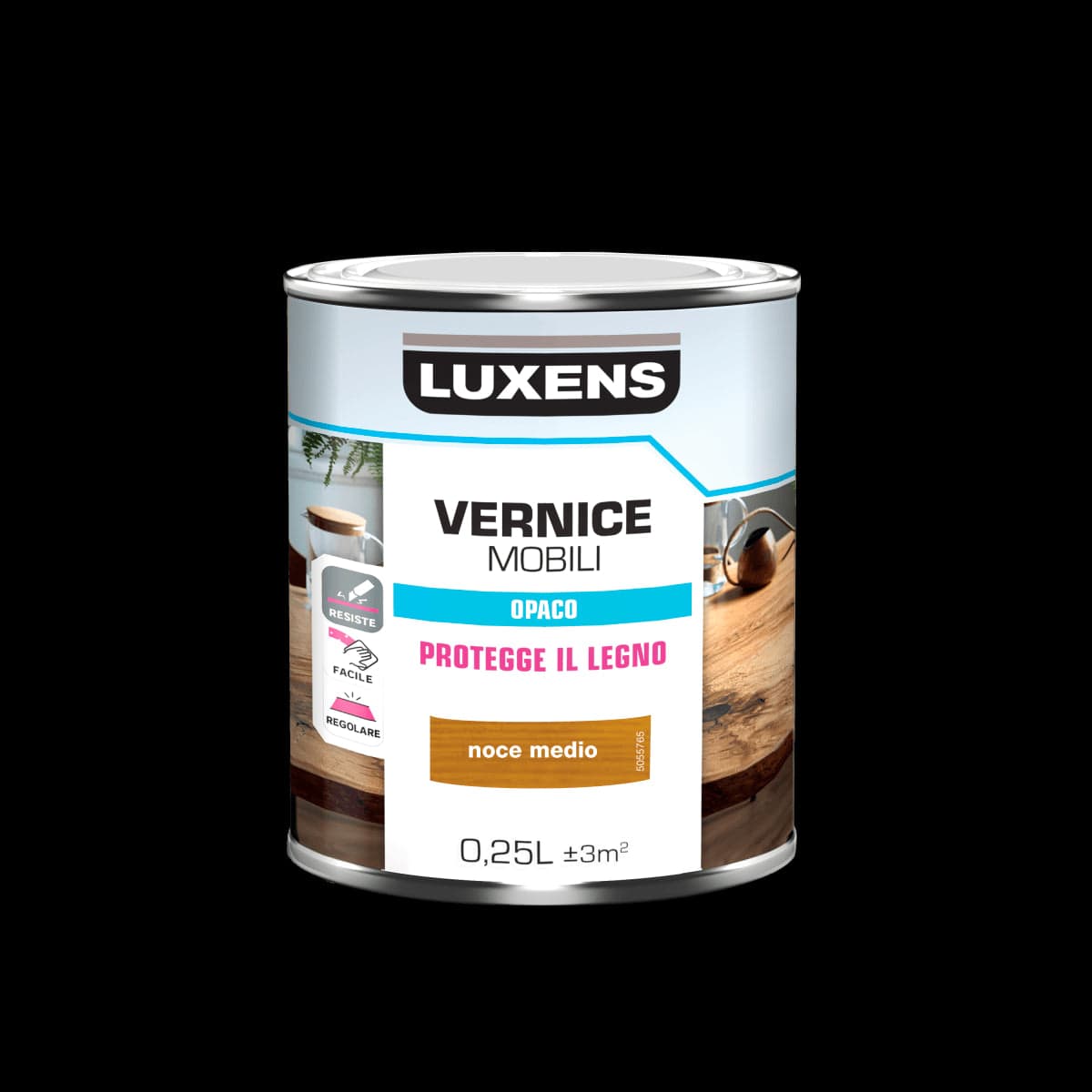 Bricocenter MATT MEDIUM WALNUT WOOD VARNISH 0.25 L LUXENS
