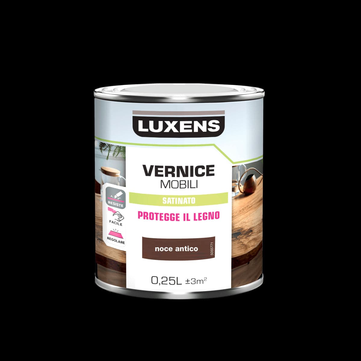 SATIN-FINISH ANTIQUE WALNUT WOOD VARNISH 0.25 L LUXENS