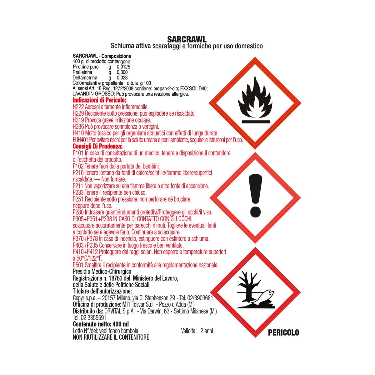 Bricocenter ANTI COCKROACH AND ANT FOAM 400 ML
