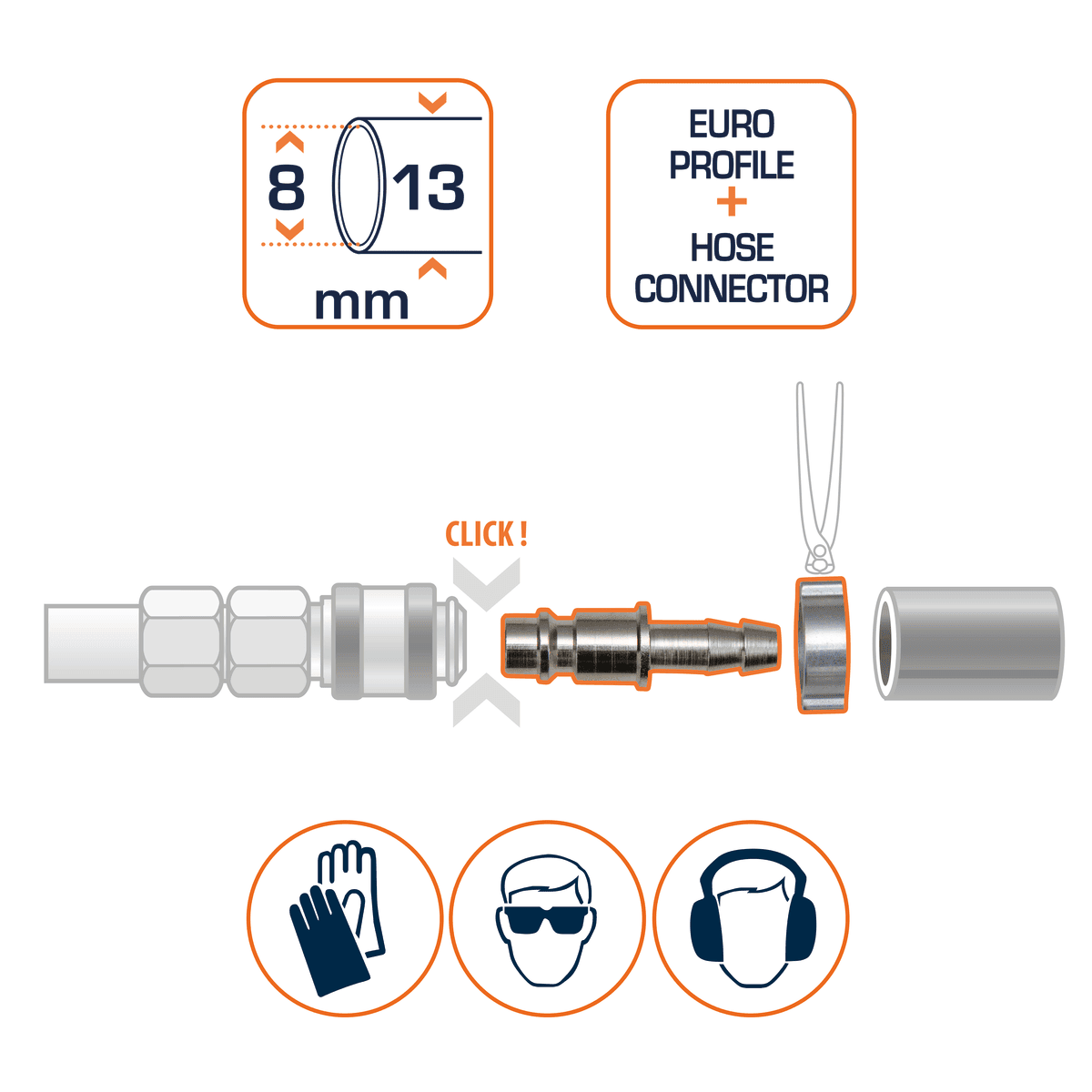 DEXTER FITTING FOR 8X13MM PIPE + CLAMP