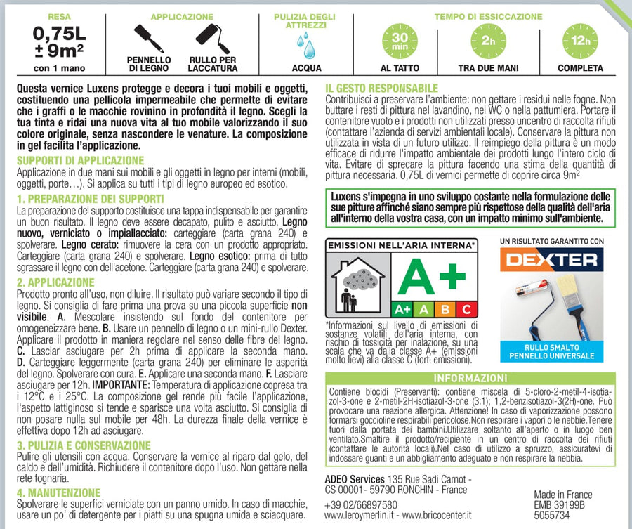 Bricocenter WOOD VARNISH LIGHT WALNUT MATT 0.75 L LUXENS