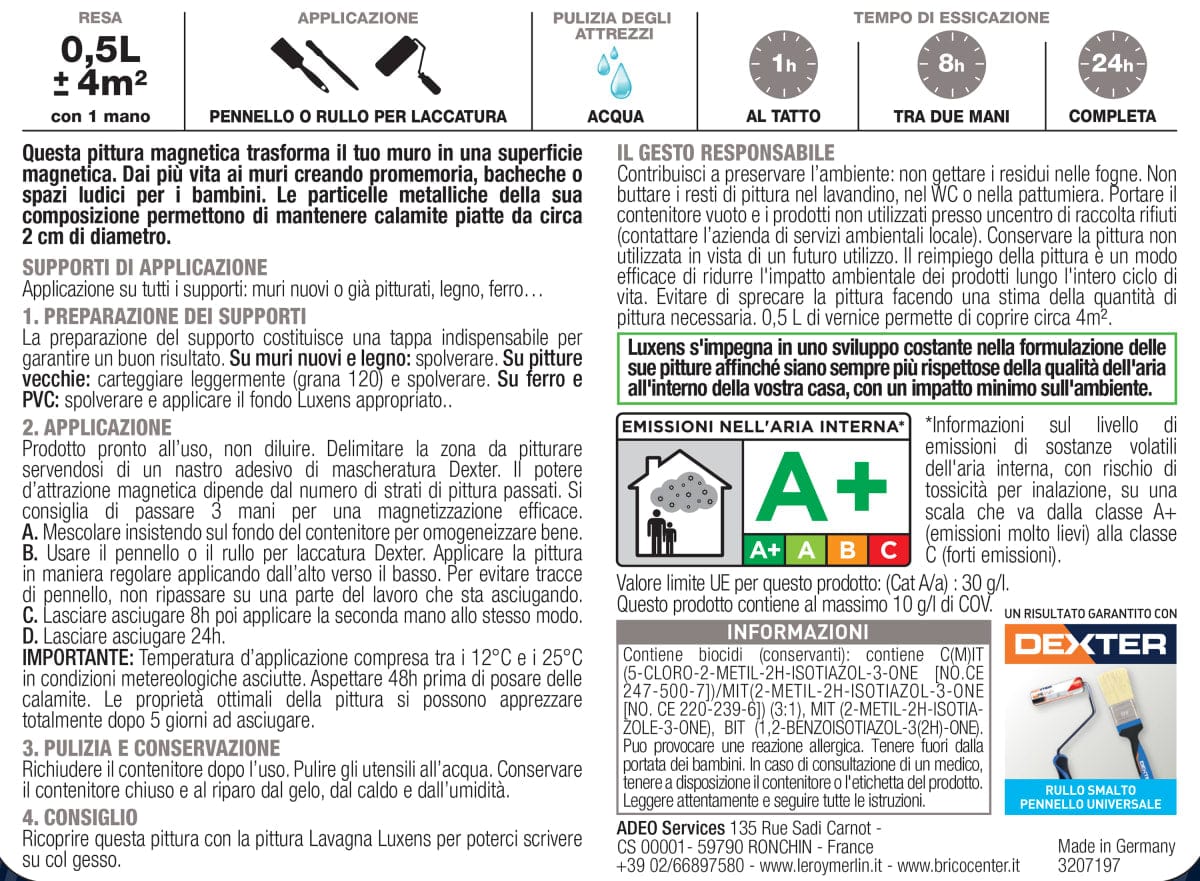 Bricocenter LUXENS BLACK MAGNETIC PLASTER 500ML