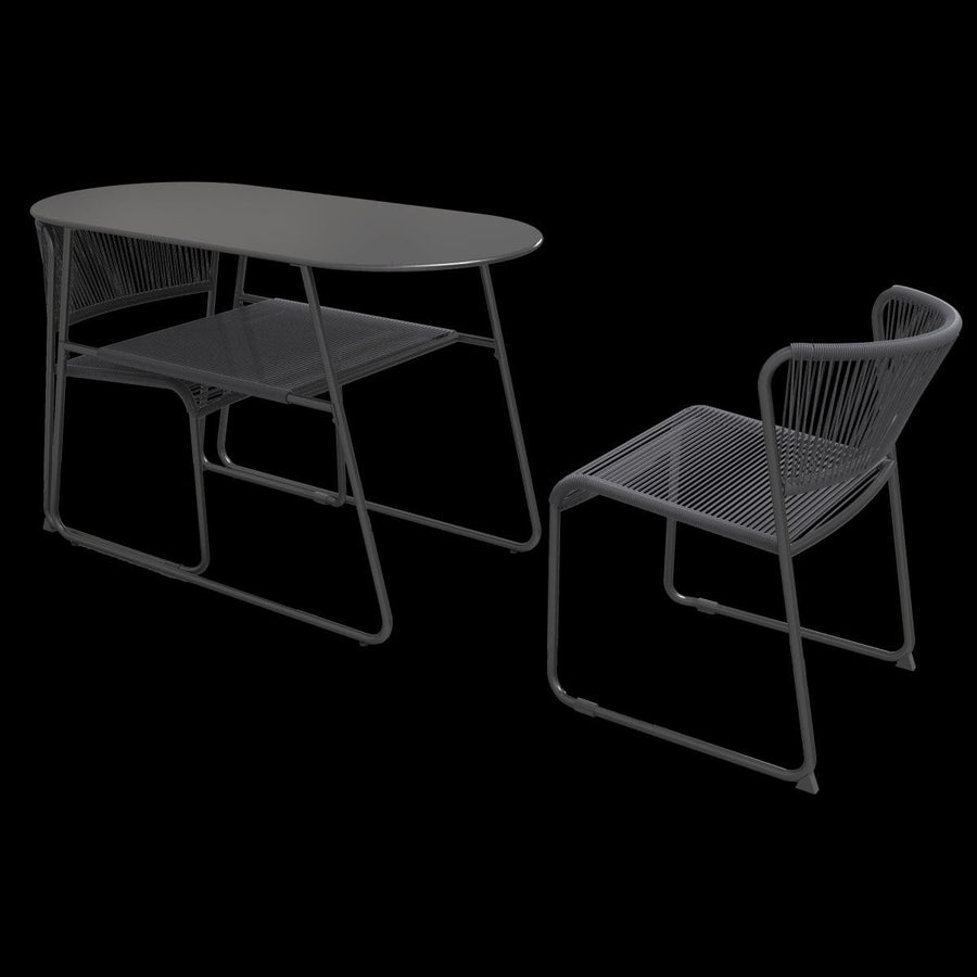 Bricocenter DUO TABLE NATERIAL steel and wicker 55X120X72H cm anthracite