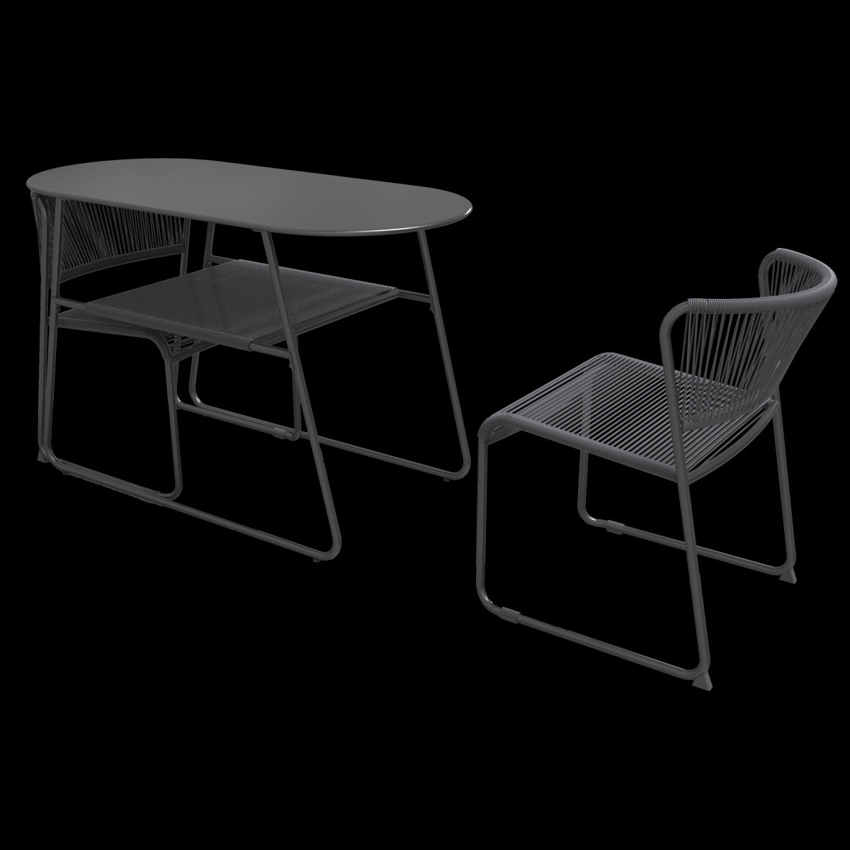 ARMCHAIR DUO NATERIAL Steel and wicker 50X59X71.5H cm anthracite