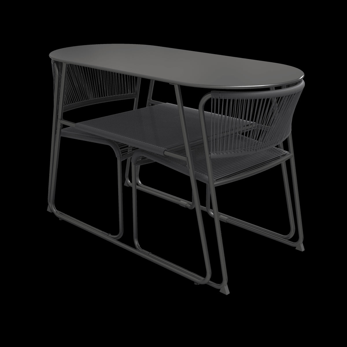 DUO TABLE NATERIAL steel and wicker 55X120X72H cm anthracite