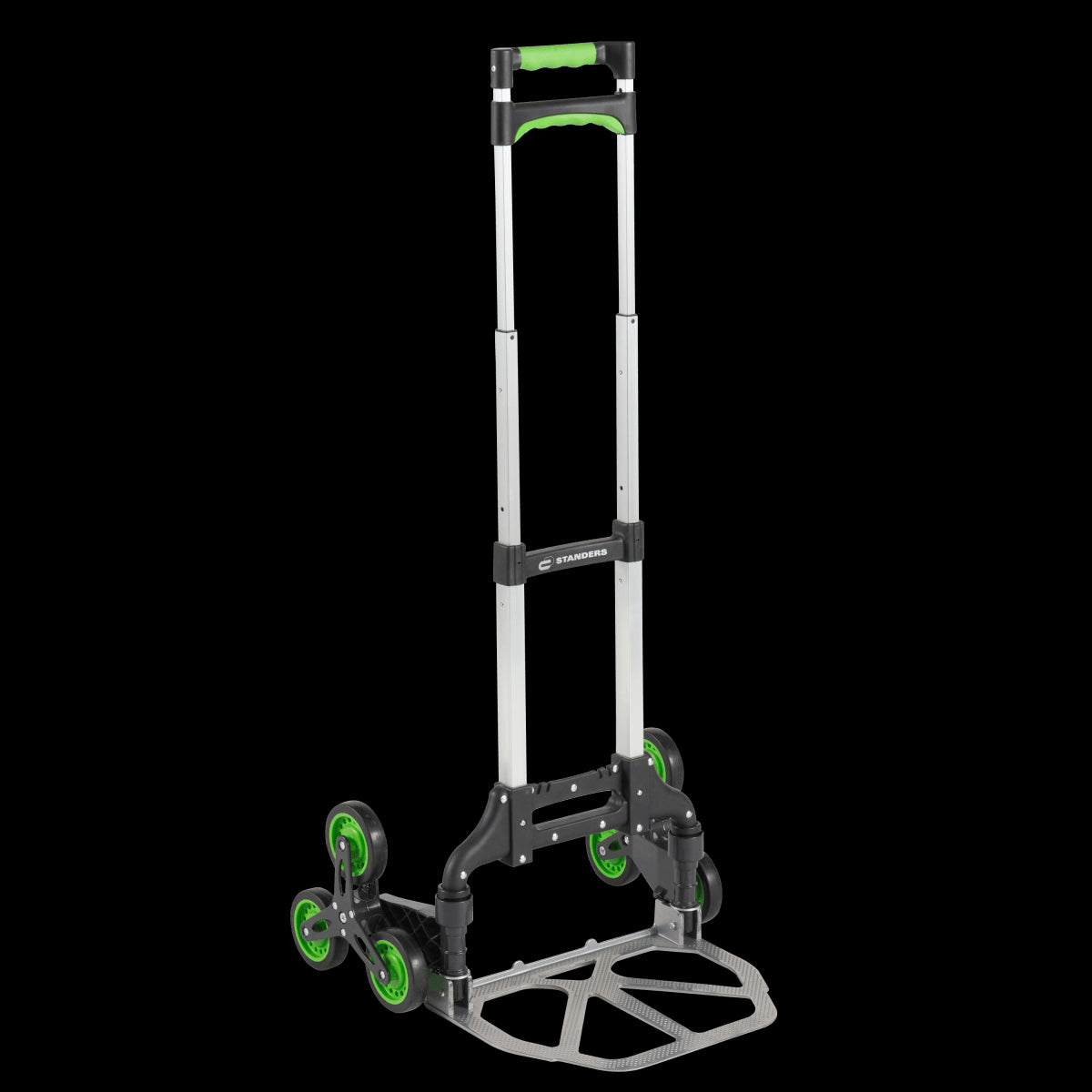 ALUMINIUM FOLDING STAIR TROLLEY STANDERS CAPACITY 70 KG WITH 3 WHEELS ON EACH SIDE