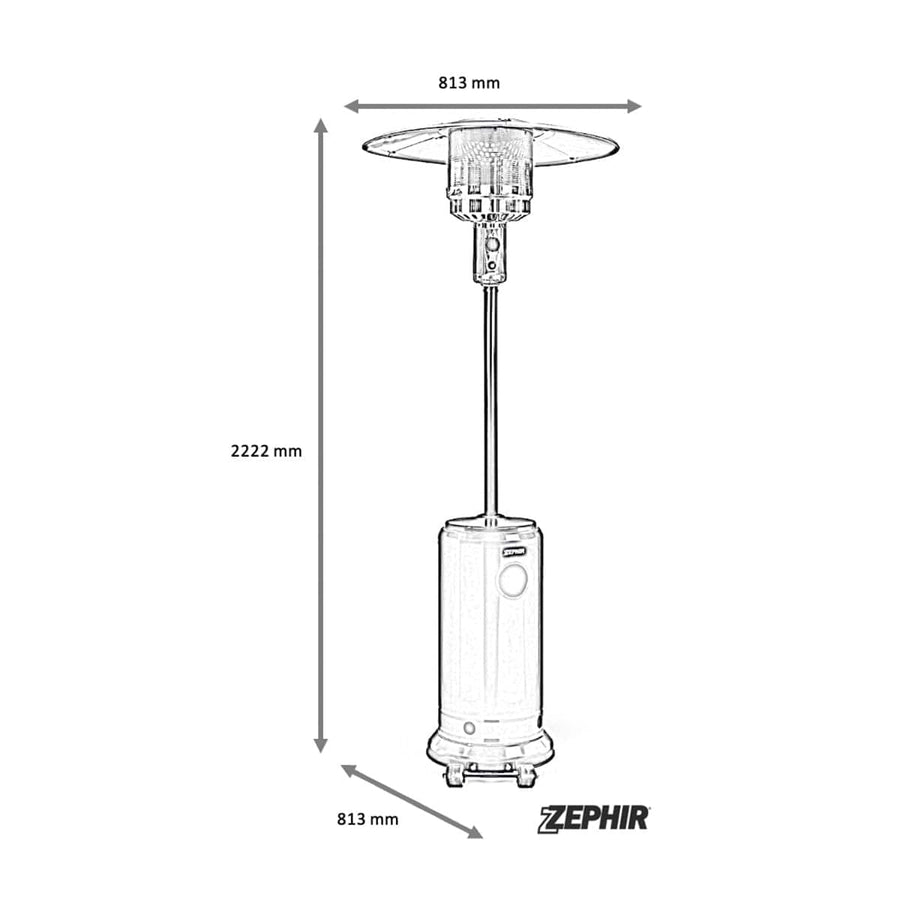 Bricocenter MUSHROOM GAS PATIO HEATER STEEL COLOR BLACK LPG CYLINDER FEEDING 15KG