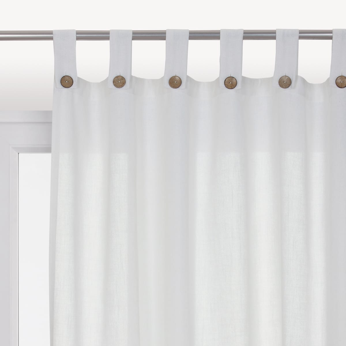 CHARLINA WHITE OPAQUE CURTAIN 140X280 WITH LOOPS AND BUTTONS