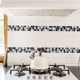 BLACK WHITE TILE STICKERS