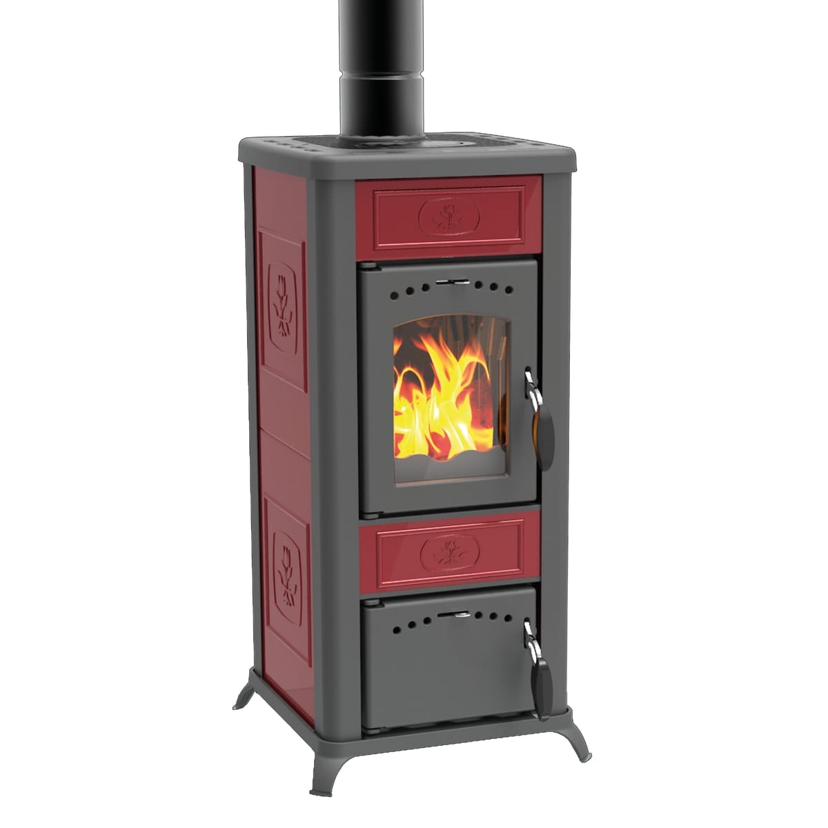 Bricocenter STUFA A LEGNA RINA POTENZA NOMINALE 5,6 KW COLORE ROSSO