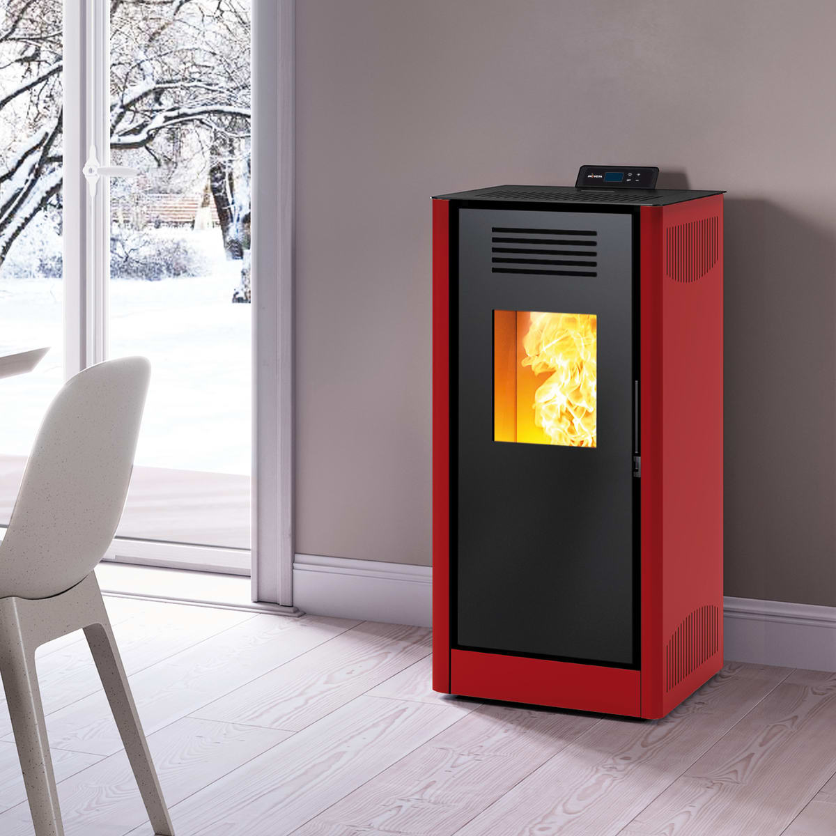 MIRANO PELLET STOVE 8 KW WI-FI STEEL COLOUR RED