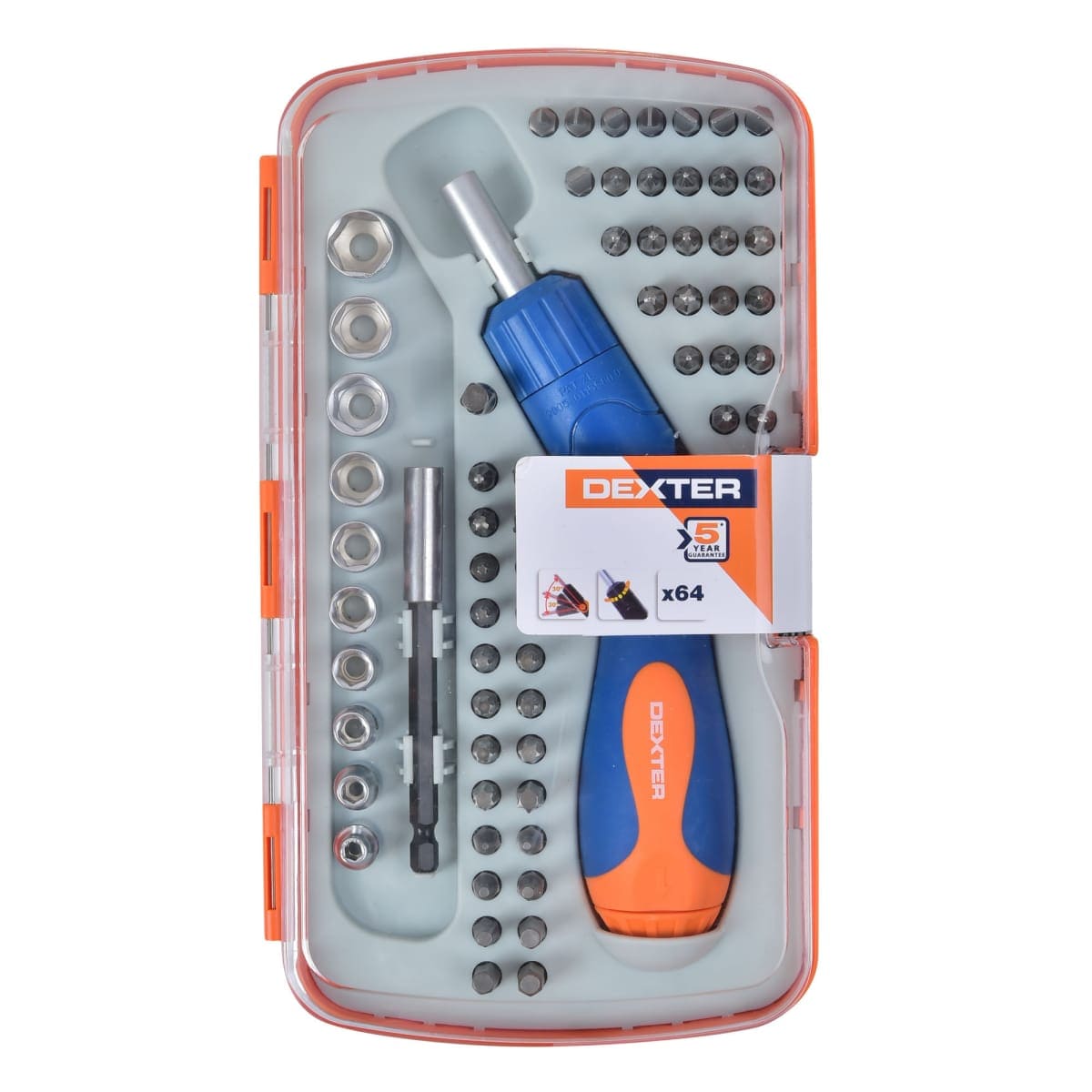 Bricocenter DEXTER RATCHET SCREWDRIVER+BITS 64 PCS