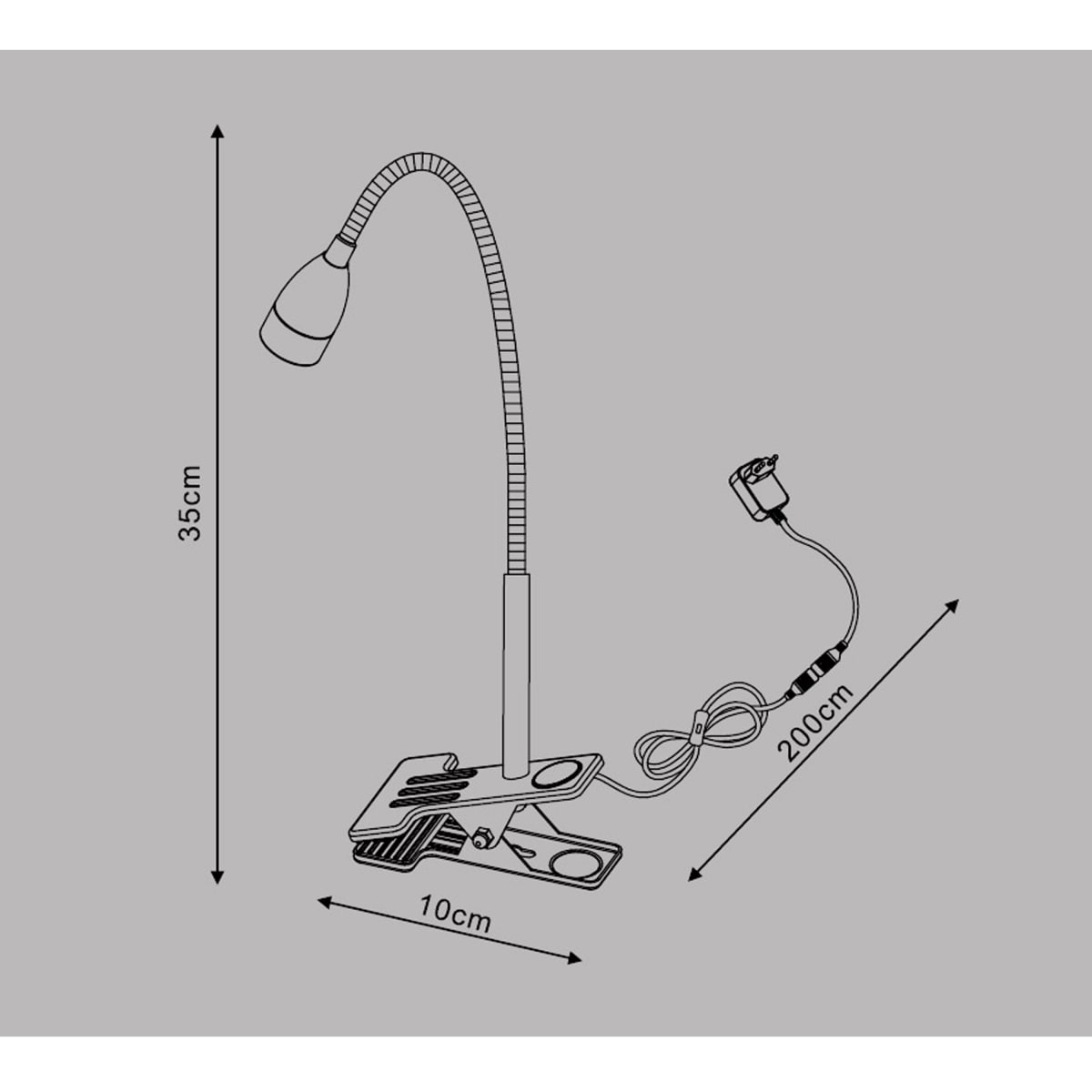 GAO STUDIO LAMP PLASTIC WHITE LED 390LM NATURAL LIGHT WITH CLAMP