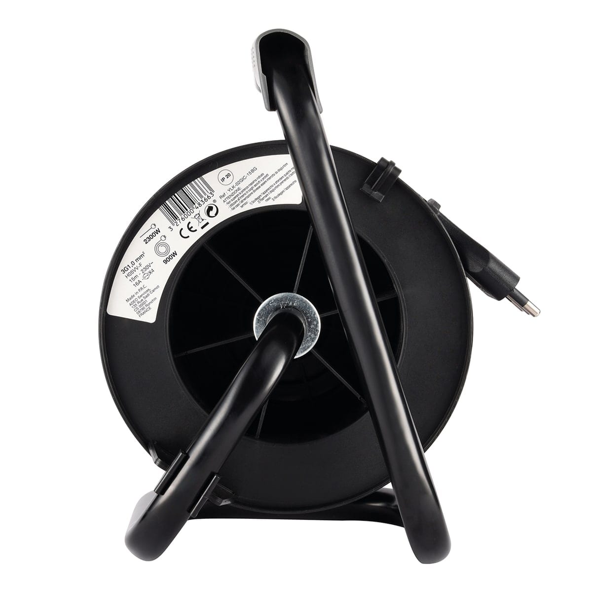 Bricocenter 15MT CABLE REEL 16A PLUG 4 UNIVERSAL SOCKETS WITH THERMAL CIRCUIT BREAKER BLACK