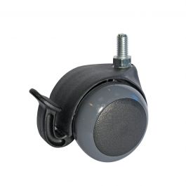 50 MM DIAMETER SWIVEL TWIN WHEEL WITH PLATE AND 10 MM AXLE, WITH BRAKE