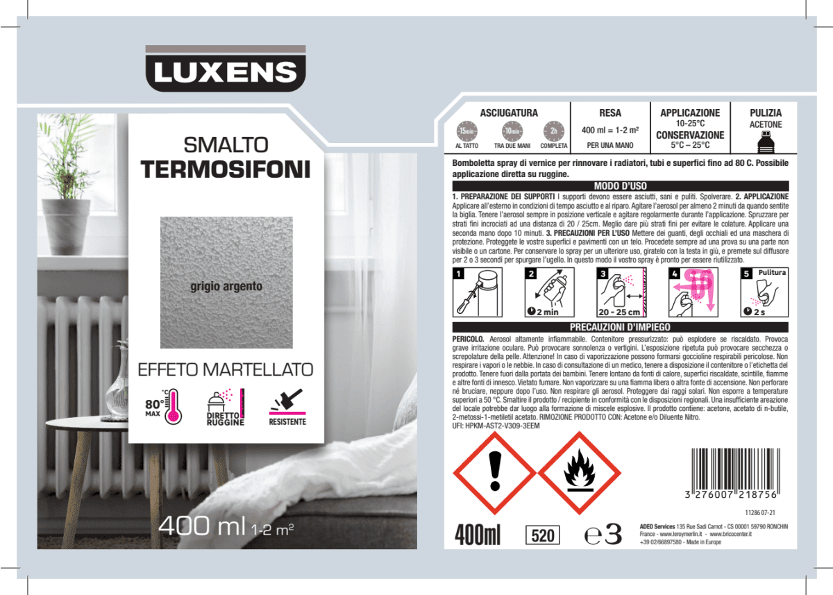 SILVER HAMMERED RADIATOR SPRAY 400ML LUXENS