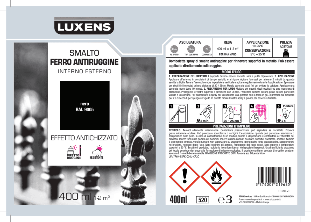 LUXENS 400ML BLACK SANDBLASTED ANTI-RUST SPRAY