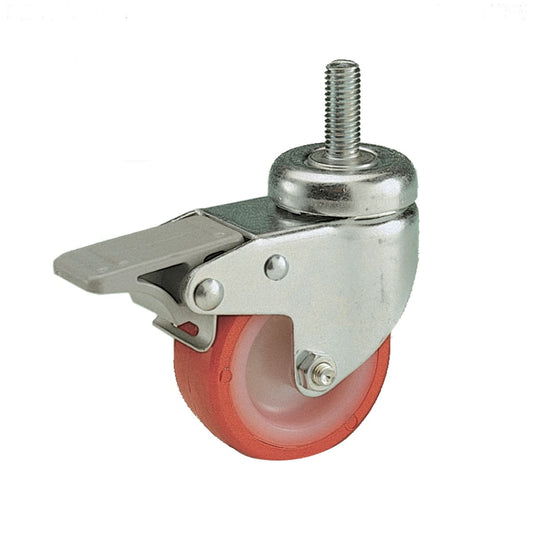 Bricocenter SWIVEL WHEEL WITH BRAKE DIAM. 60 MM NYLON/POLYPROPYLENE,THREADED PIN,LOAD 50 KG