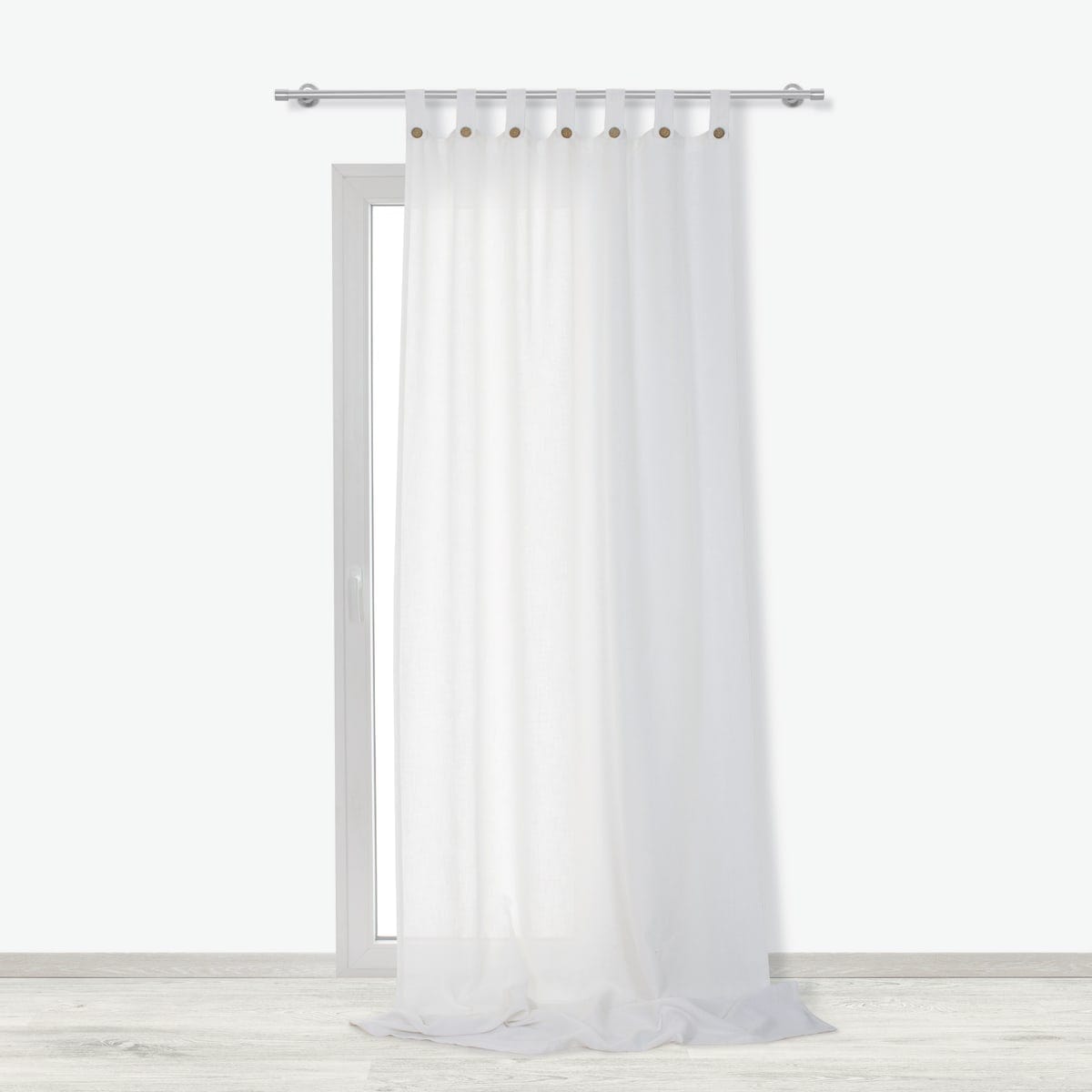 CHARLINA WHITE OPAQUE CURTAIN 140X280 WITH LOOPS AND BUTTONS