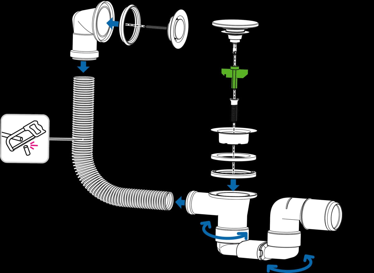 BASIN TRAP WITH OVERFLOW CLICK CLACK CAP DIAM. 70 MM