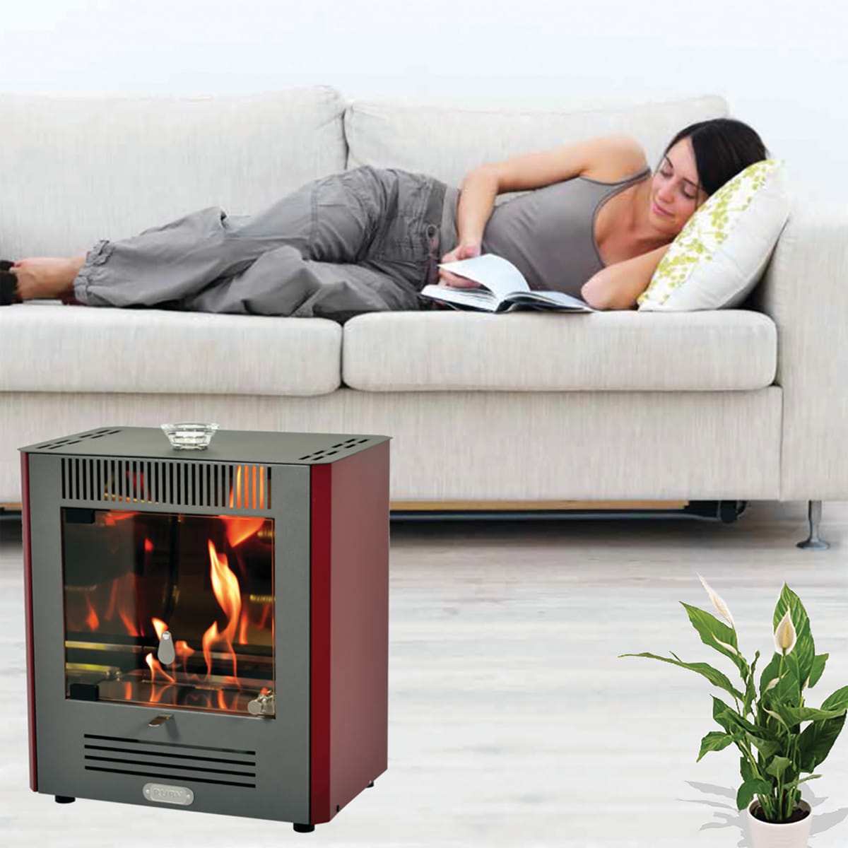 BURGUNDY MINIRUBY BIOETHANOL STOVE L45 H 48,5 P 31