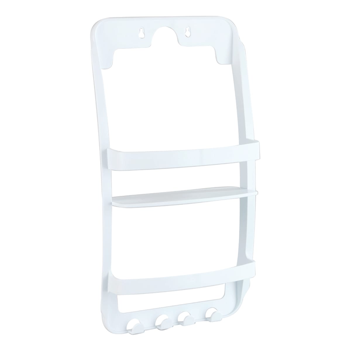 UNIVERSAL SHOWER SHELF 2 PLACES W/HANGER WHITE PLASTIC