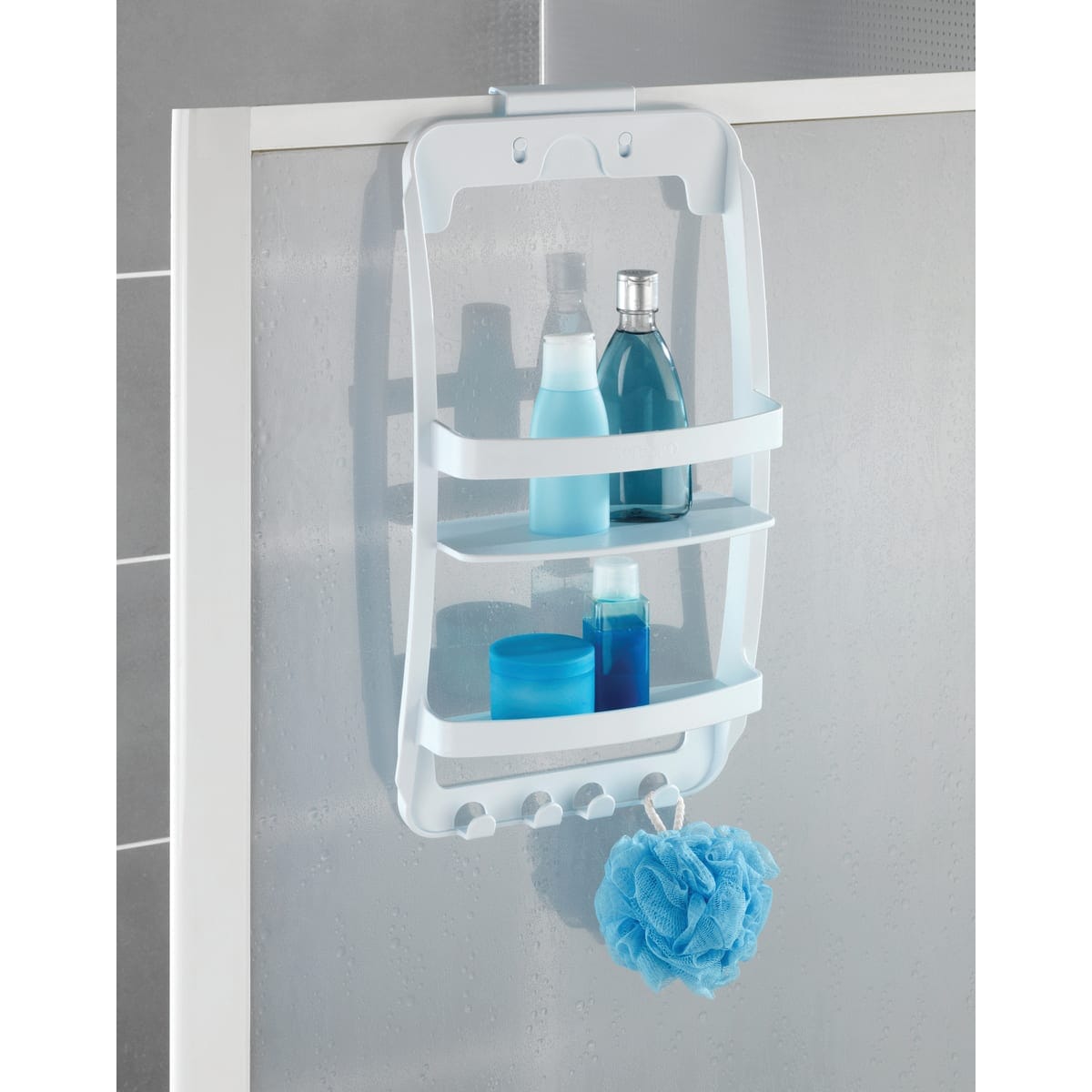 Bricocenter UNIVERSAL SHOWER SHELF 2 PLACES W/HANGER WHITE PLASTIC