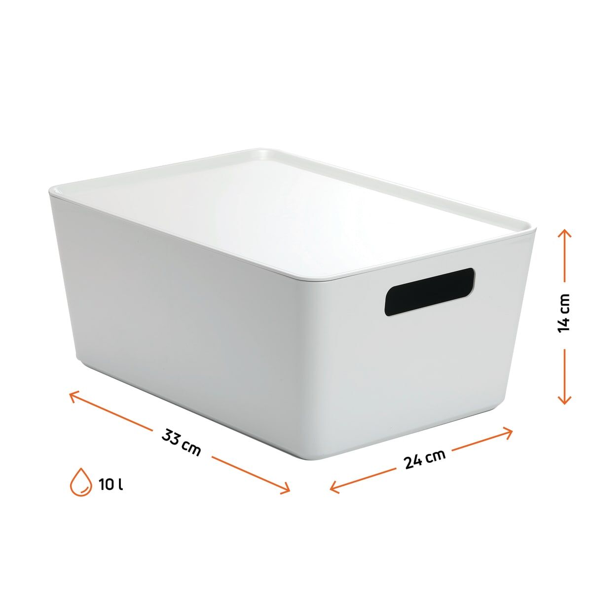 R-Box L storage box, 10-litre, with lid, D33 x L24 x H14 cm