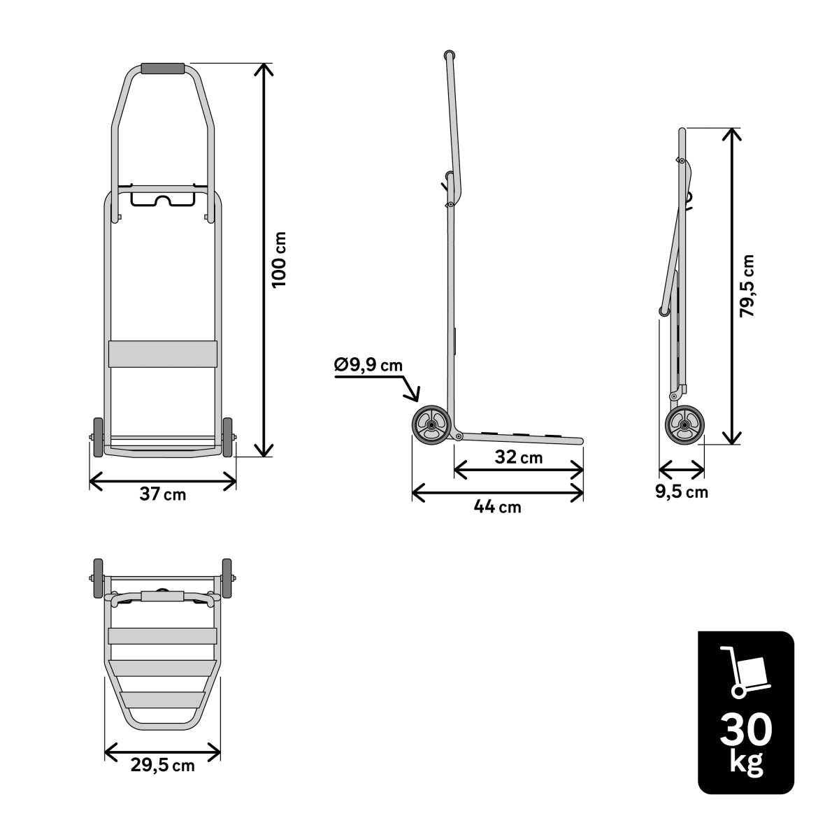 ALUMINIUM FOLDING TROLLEY STANDERS CAPACITY 30 KG