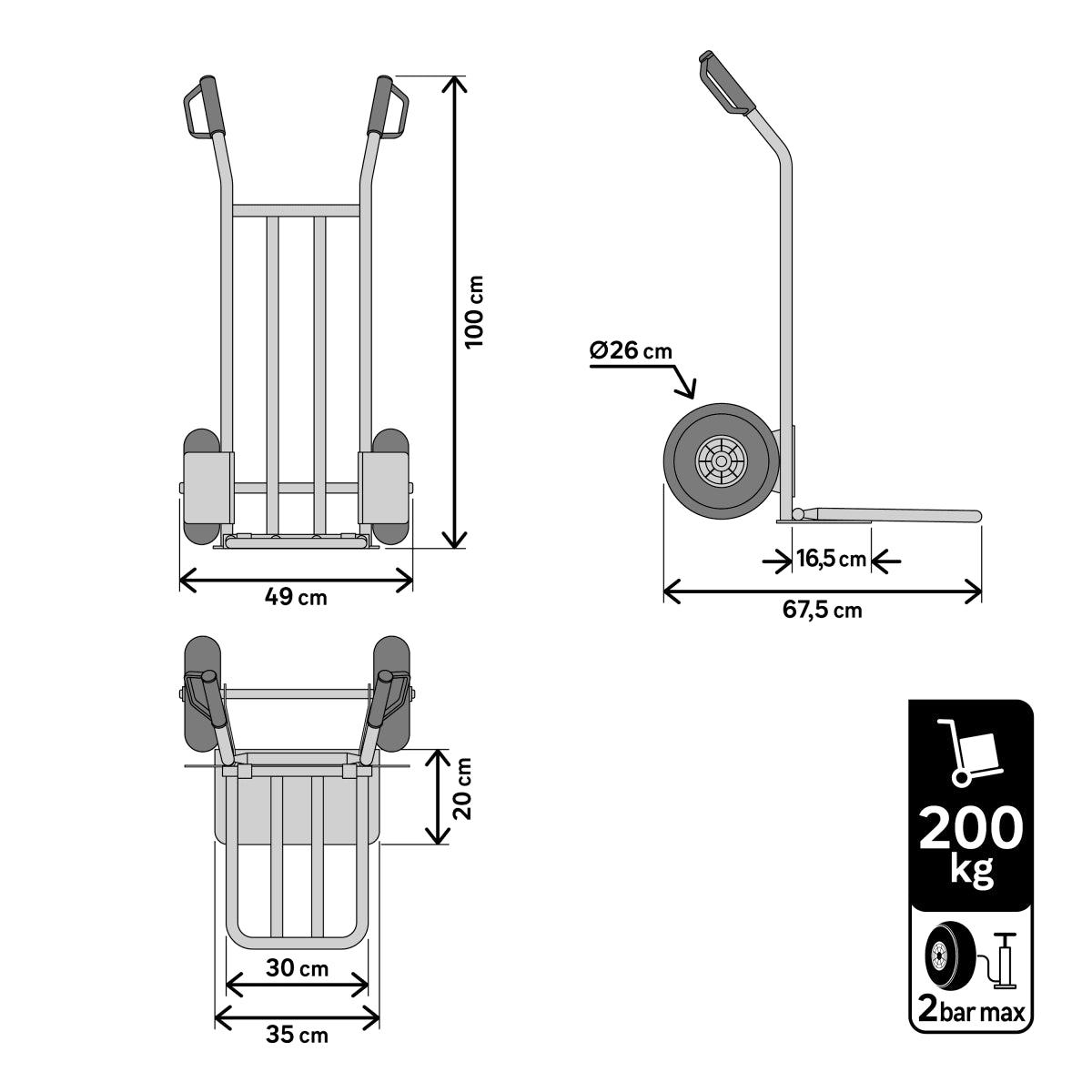 STEEL STANDERS FIXED TROLLEY CAPACITY 200 KG WITH EXTENDABLE PLATFORM