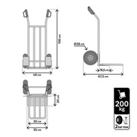 STEEL STANDERS FIXED TROLLEY CAPACITY 200 KG WITH EXTENDABLE PLATFORM