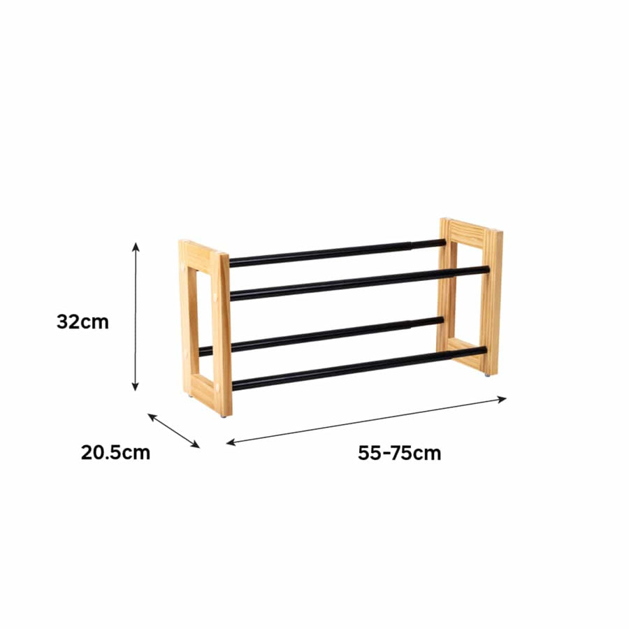 Bricocenter FLACKY EXTENDABLE AND STACKABLE WOODEN METAL SHOE SHELF SPACEO