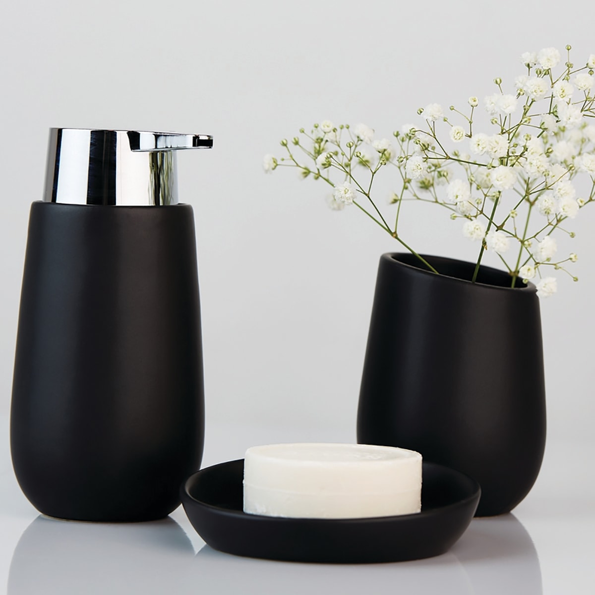 BLACK CERAMIC BADI SERIES COUNTERTOP SOAP DISPENSER