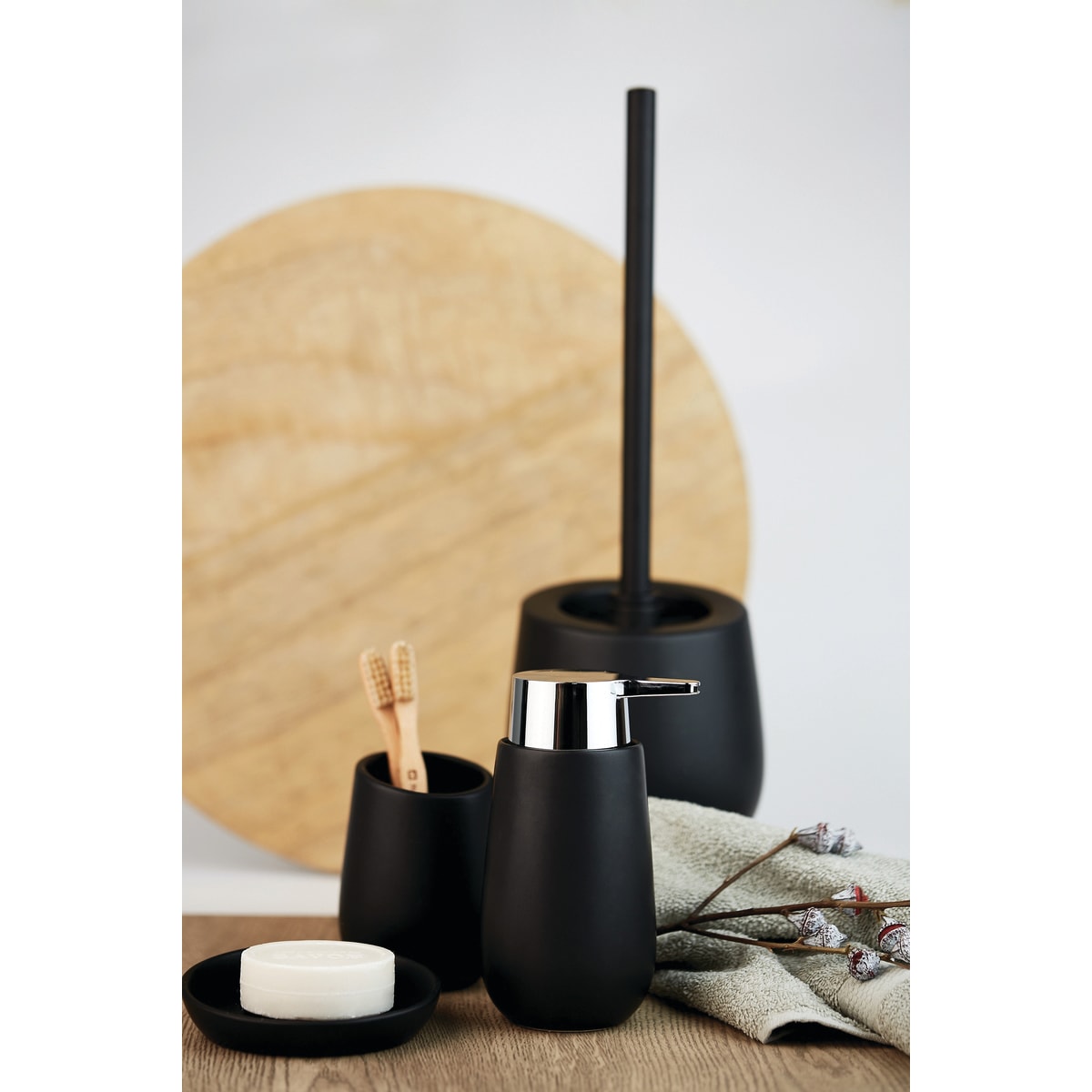 BLACK CERAMIC BADI SERIES COUNTERTOP SOAP DISPENSER