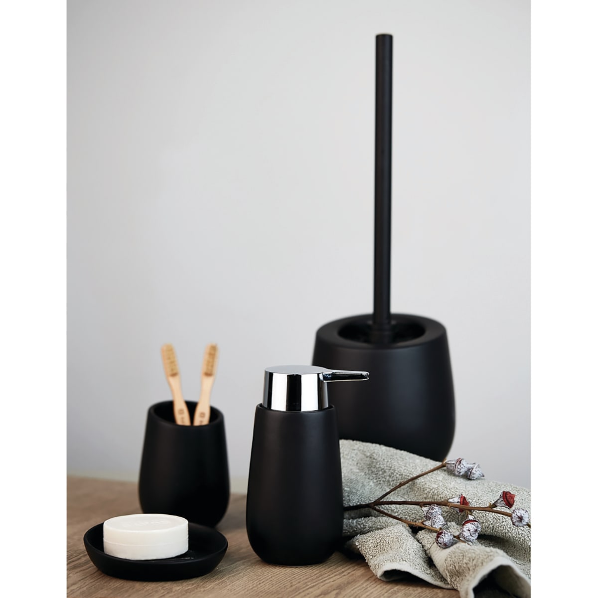 BLACK CERAMIC BADI SERIES COUNTERTOP SOAP DISPENSER