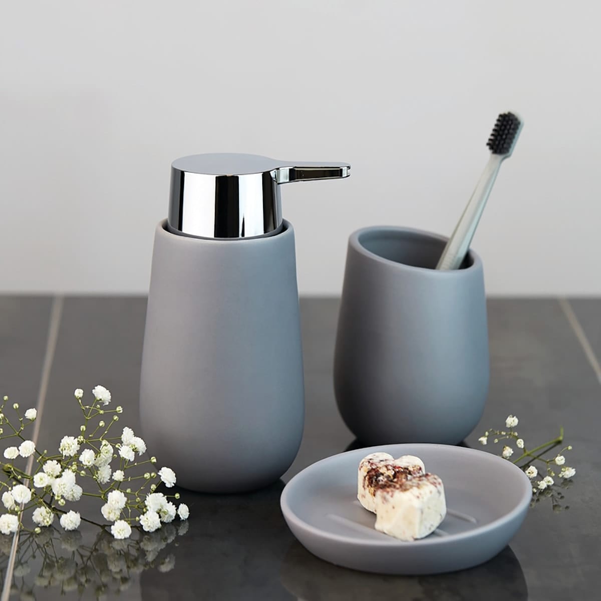 BADI CERAMIC SOAP DISPENSER SERIES GREY