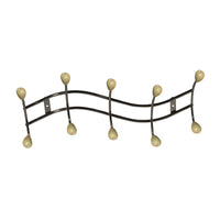 SATIN NICKEL METAL HANGER WITH NATURAL FINISH WOODEN KNOBS, L45.5 CM