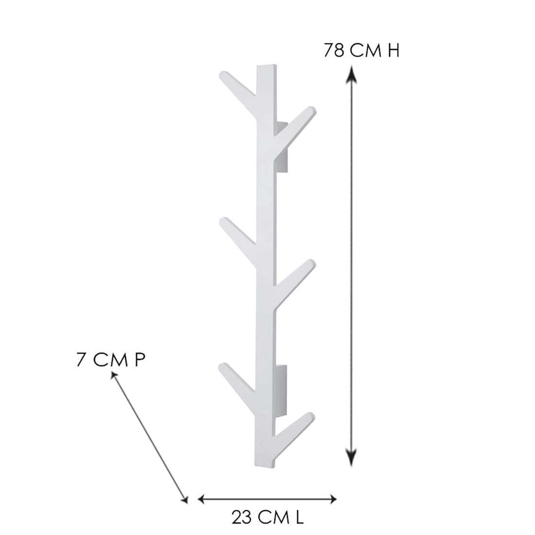 6 PLACE VERTICAL WOOD COAT RACK WHITE L23XH78XP7 CM