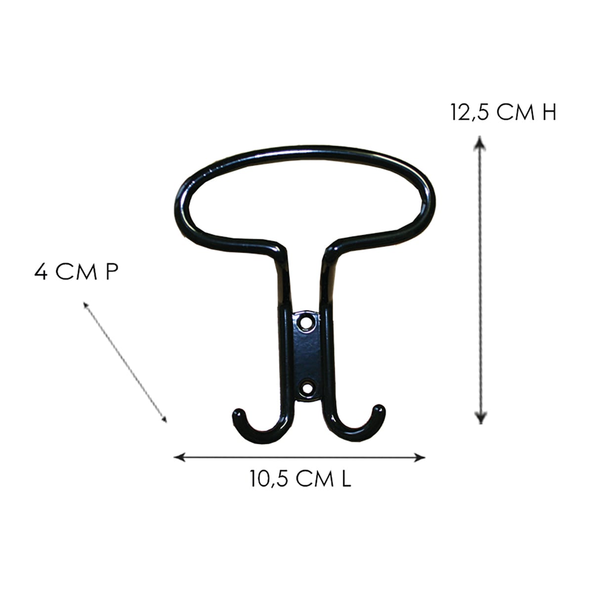 BLACK PAINTED ZAMAK COAT HOOK, H12.5X10.5 CM