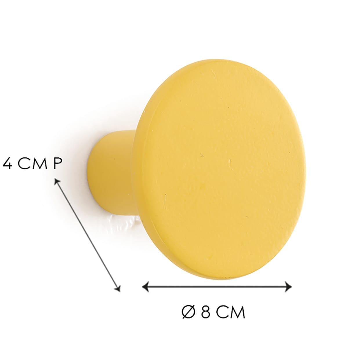 POLYRESIN ROUND COAT HOOK YELLOW D8 CM