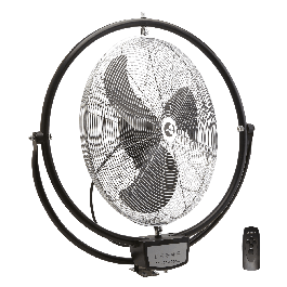 Black metal wall fan with remote control