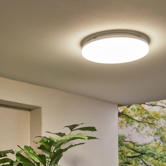 Bricocenter PLAFONIERA MAHINA METALLO BIANCO D30 CM LED 15W LUCE NATURALE IP44