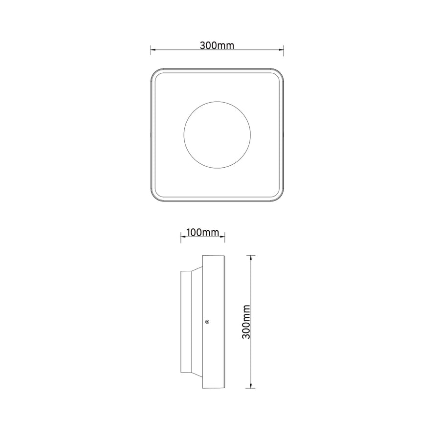 Bricocenter PLAFONIERA MITSUCA METALLO NERO 30X30X10XM CM E27=25W IP44
